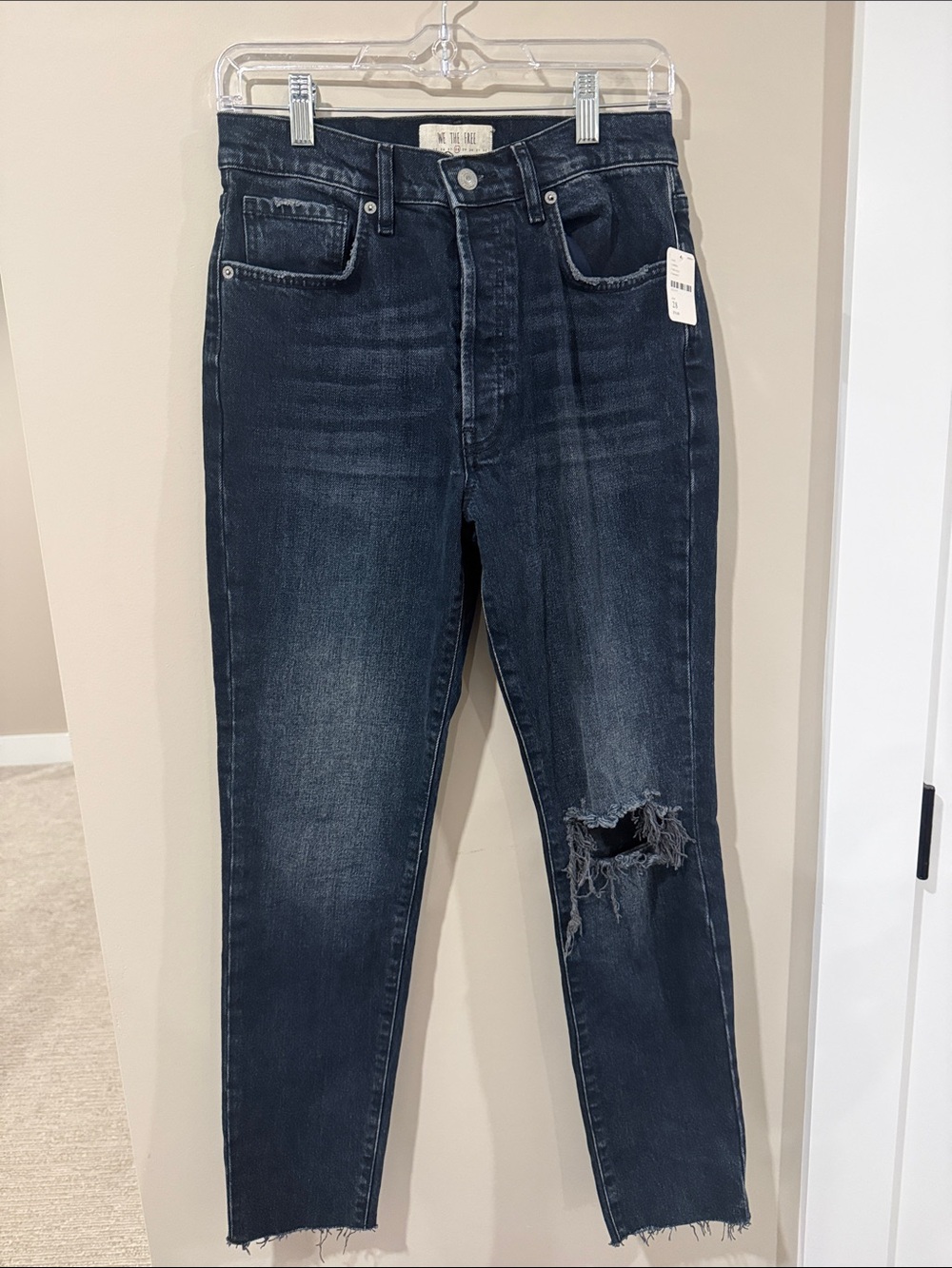 NWT Free People Dark Wash Distressed Jeans